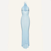 BLAIR Blue Mesh Maxi Dress