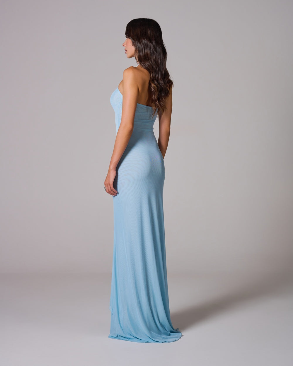 BLAIR Blue Mesh Maxi Dress