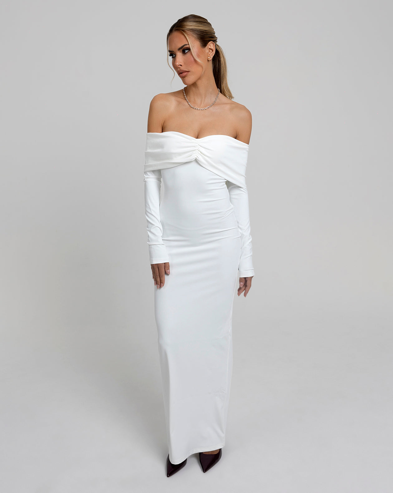 CEO Off-Shoulder Maxi Dress