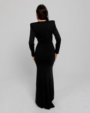 EBONY Long Sleeve Draped Maxi Dress