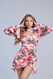 Georgina Floral Draped Corset Mini Dress