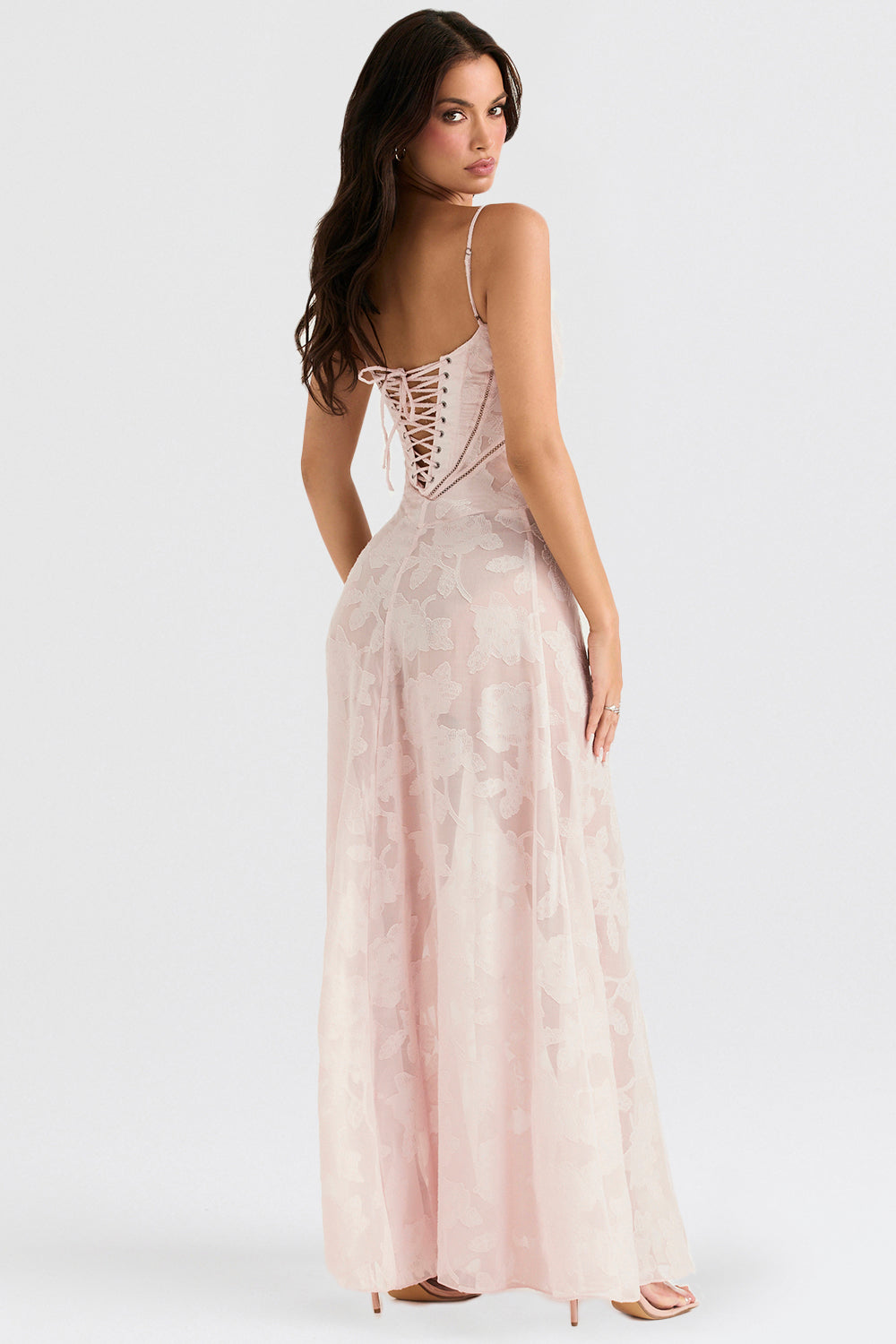 INES Floral Lace Back Maxi Dress