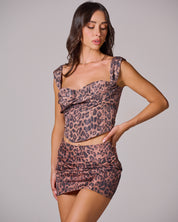 IRINA Leopard Print Mini Skirt & Corset Set