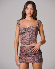 IRINA Leopard Print Mini Skirt & Corset Set