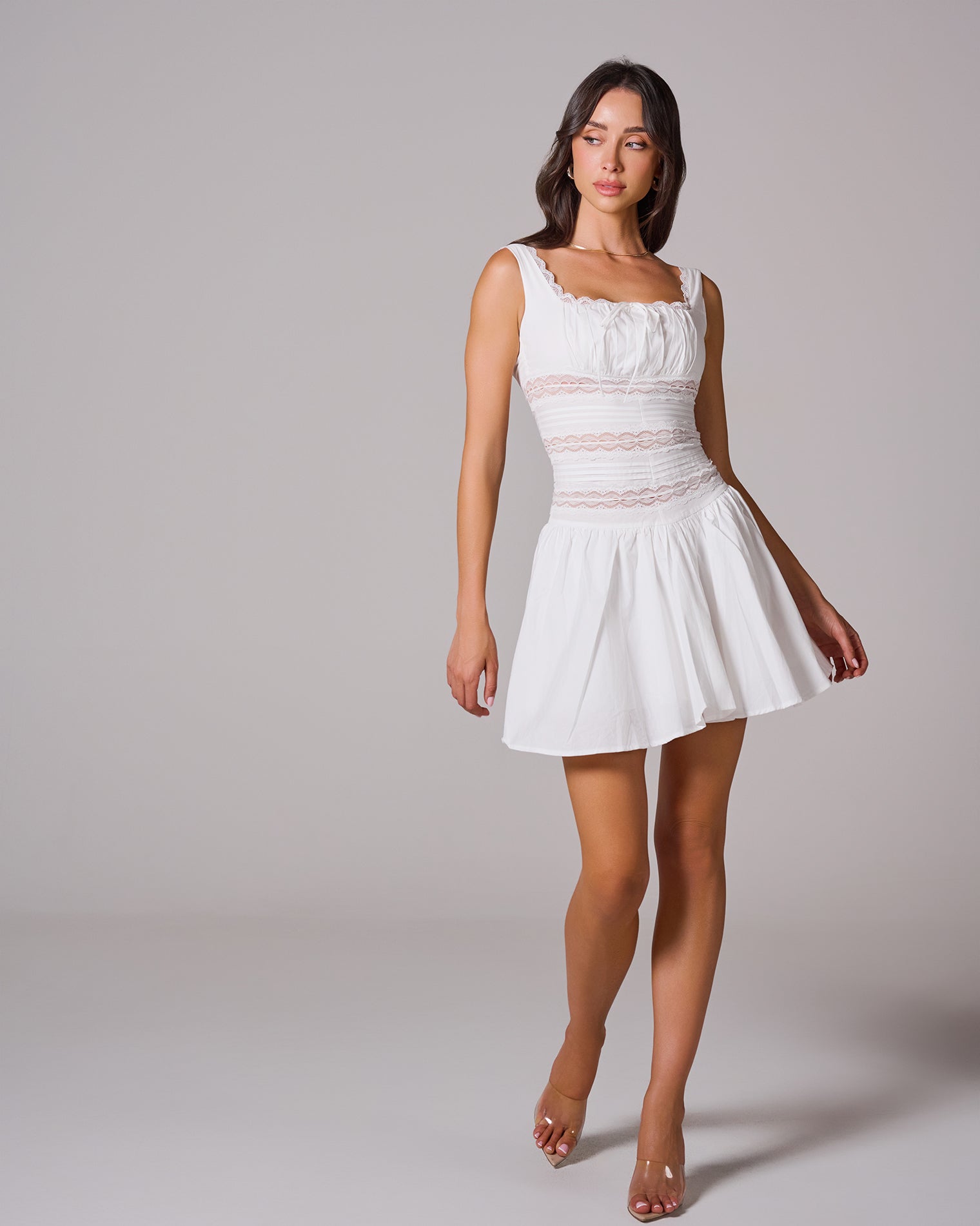 LOU Lace Trim Mini Dress