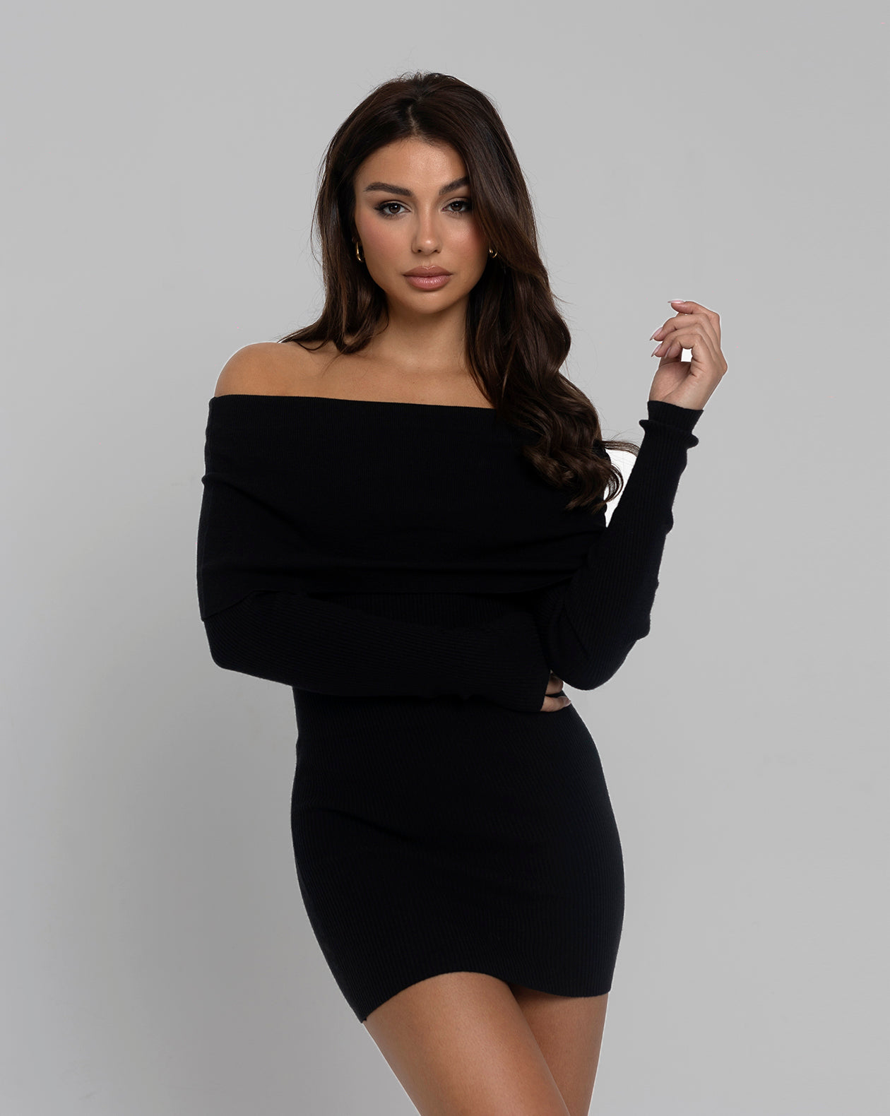MORNING HUSTLE Off-Shoulder Mini Dress