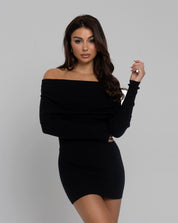 MORNING HUSTLE Off-Shoulder Mini Dress