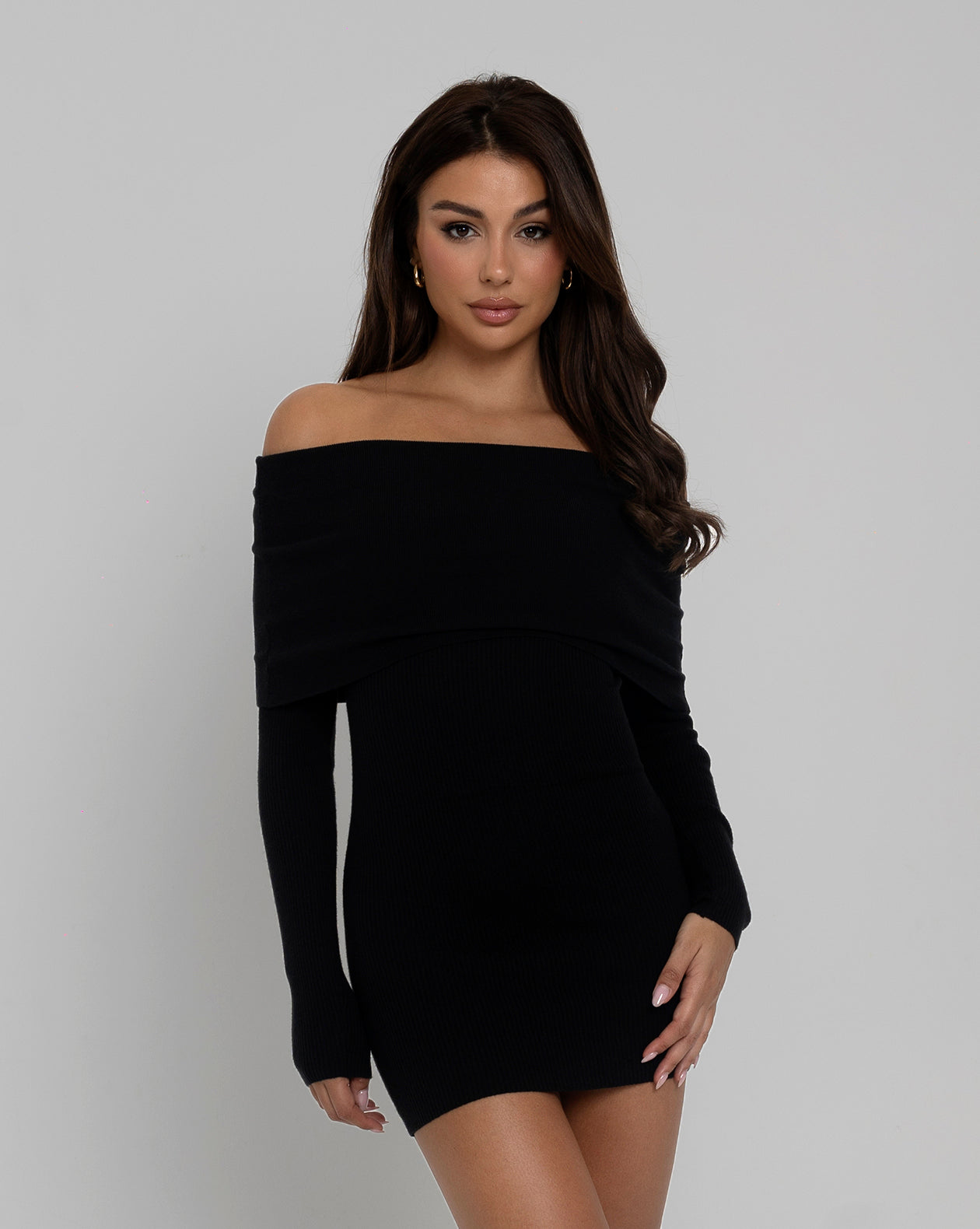 MORNING HUSTLE Off-Shoulder Mini Dress