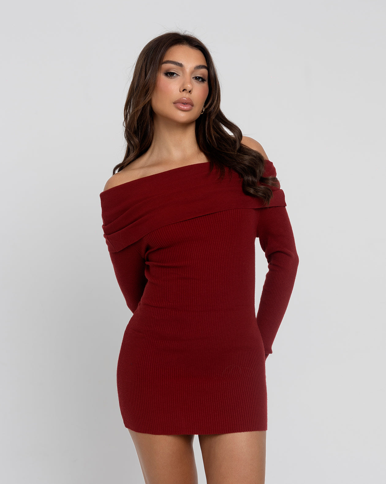 MORNING HUSTLE Off-Shoulder Mini Dress