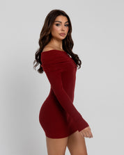 MORNING HUSTLE Off-Shoulder Mini Dress