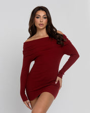 MORNING HUSTLE Off-Shoulder Mini Dress