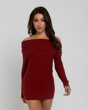MORNING HUSTLE Off-Shoulder Mini Dress
