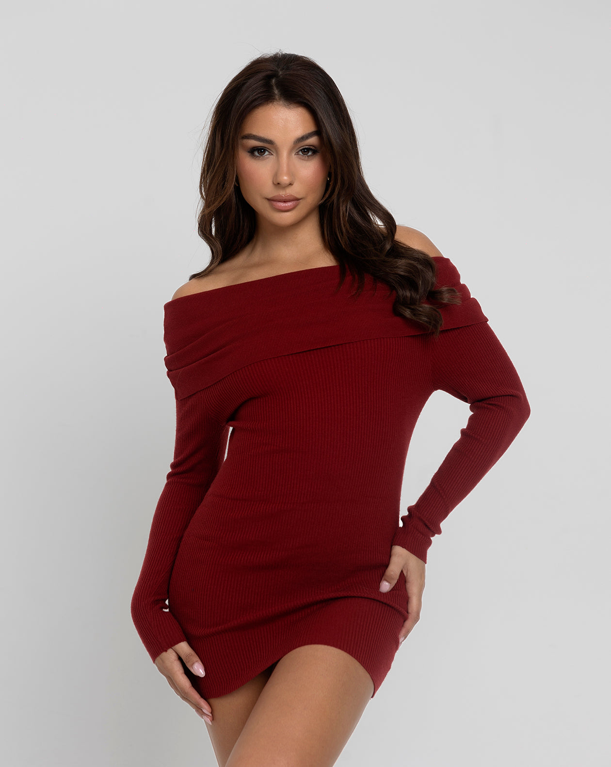 MORNING HUSTLE Off-Shoulder Mini Dress