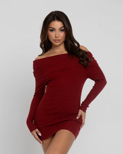 MORNING HUSTLE Off-Shoulder Mini Dress
