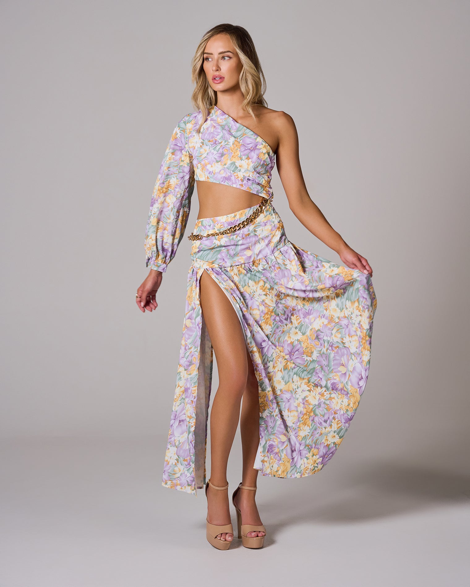 PIPA Floral One-Shoulder Maxi Dress