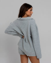 RUNNING LATE Knit Sweater & Shorts Set