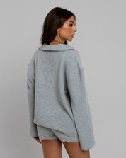 RUNNING LATE Knit Sweater & Shorts Set